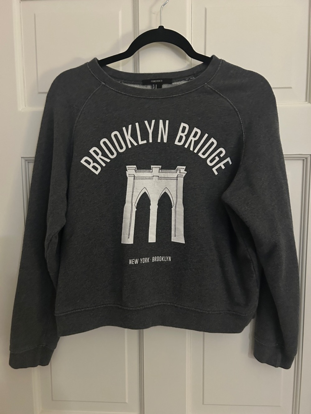 Forever 21 Charcoal 'Brooklyn Bridge' Graphic Sweatshirt